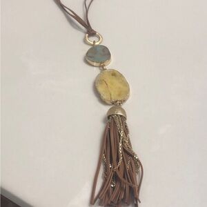 Chico’s Elegant Blue and Yellow Stone Pendant adjustable length Necklace